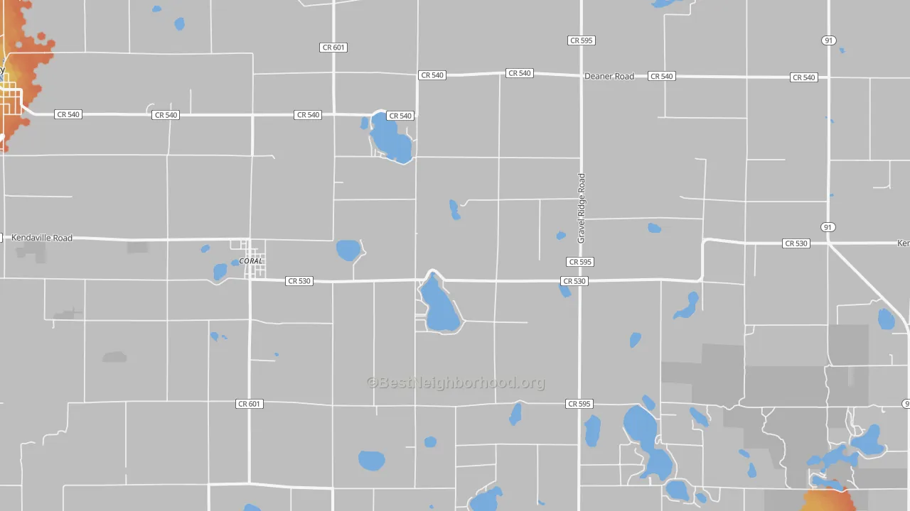 Bike Grade map of Coral, MI