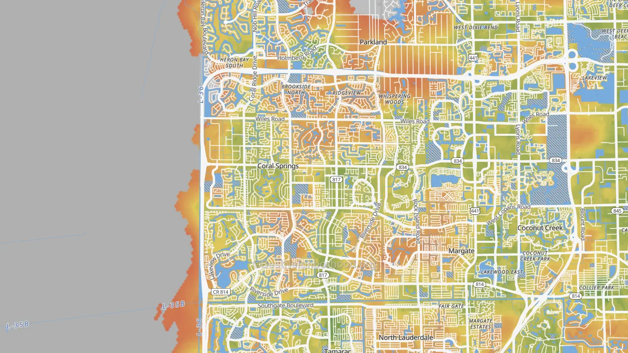 Bike Grade map of Coral Springs, FL