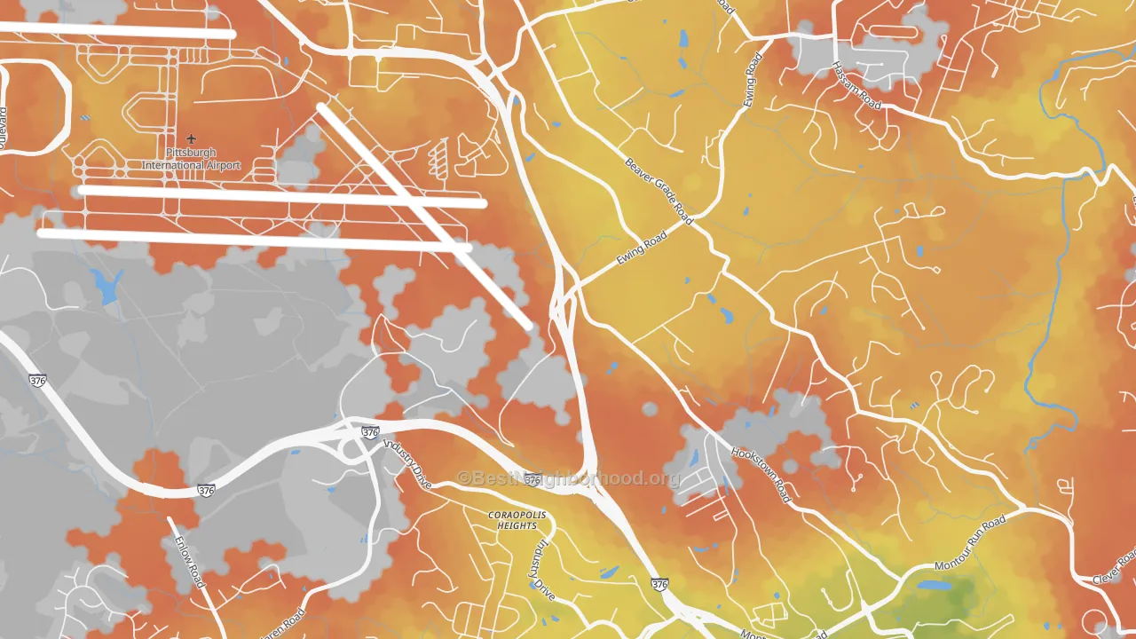 Bike Grade map of Coraopolis Heights, PA