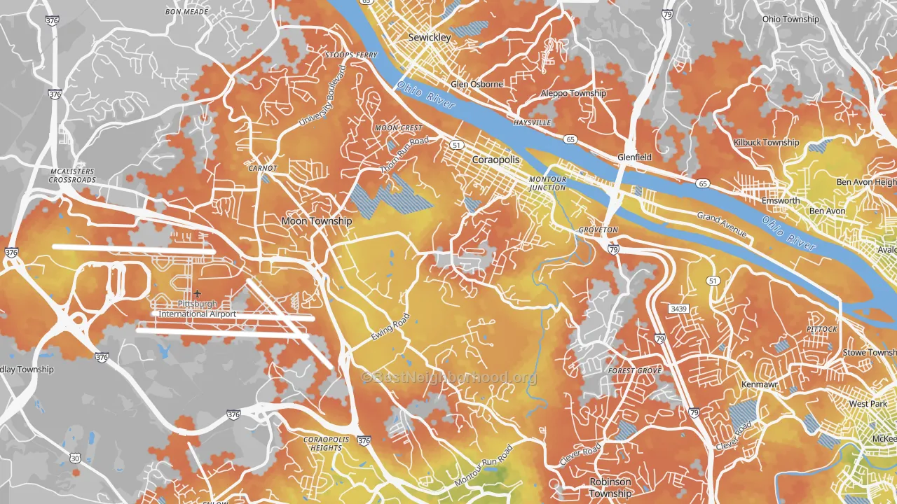 Bike Grade map of Coraopolis, PA