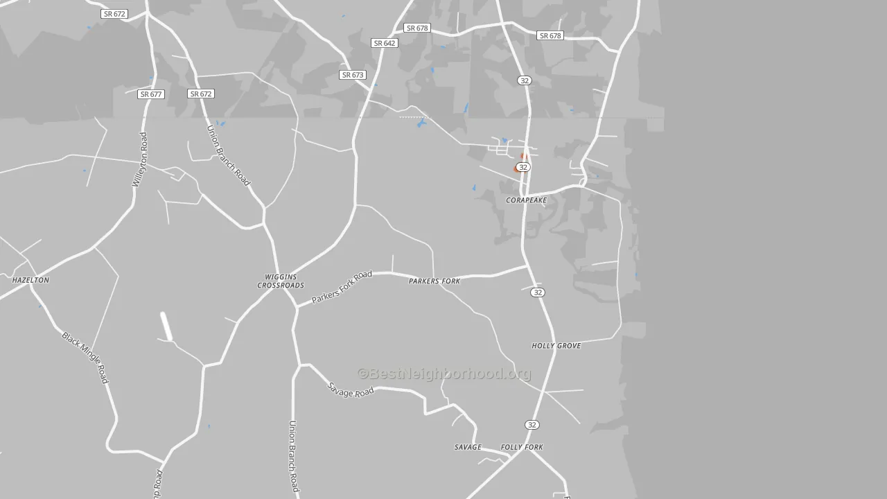 Bike Grade map of Corapeake, NC