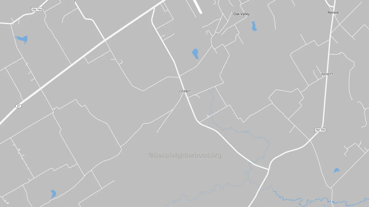 Bike Grade map of Corbet, TX