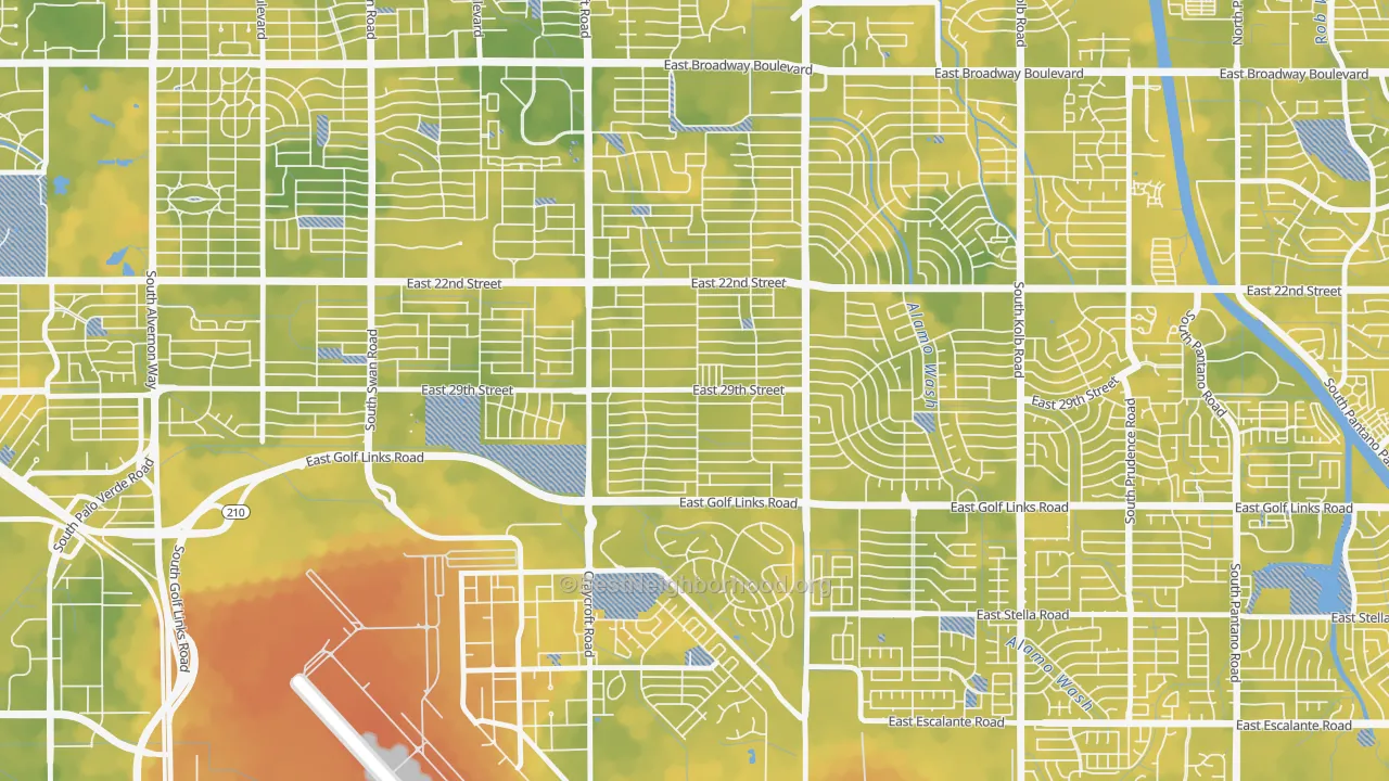 Bike Grade map of Corbett, Tucson, AZ