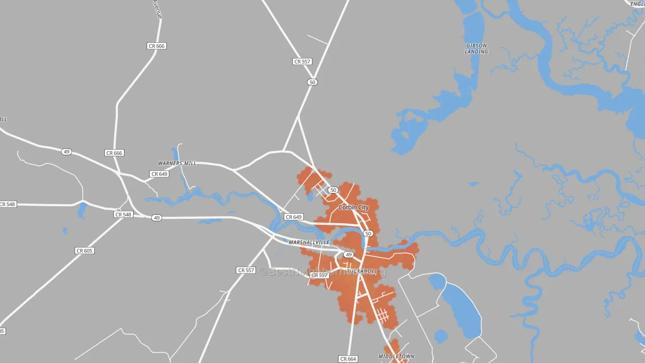 Bike Grade map of Corbin City, NJ