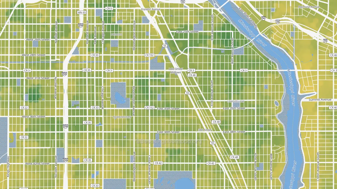 Bike Grade map of Corcoran, Minneapolis, MN