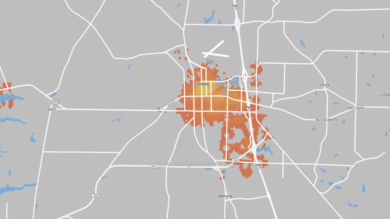 Bike Grade map of Cordele, GA