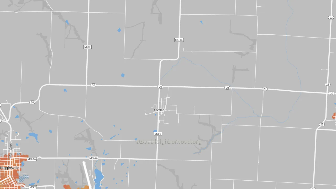 Bike Grade map of Corder, MO