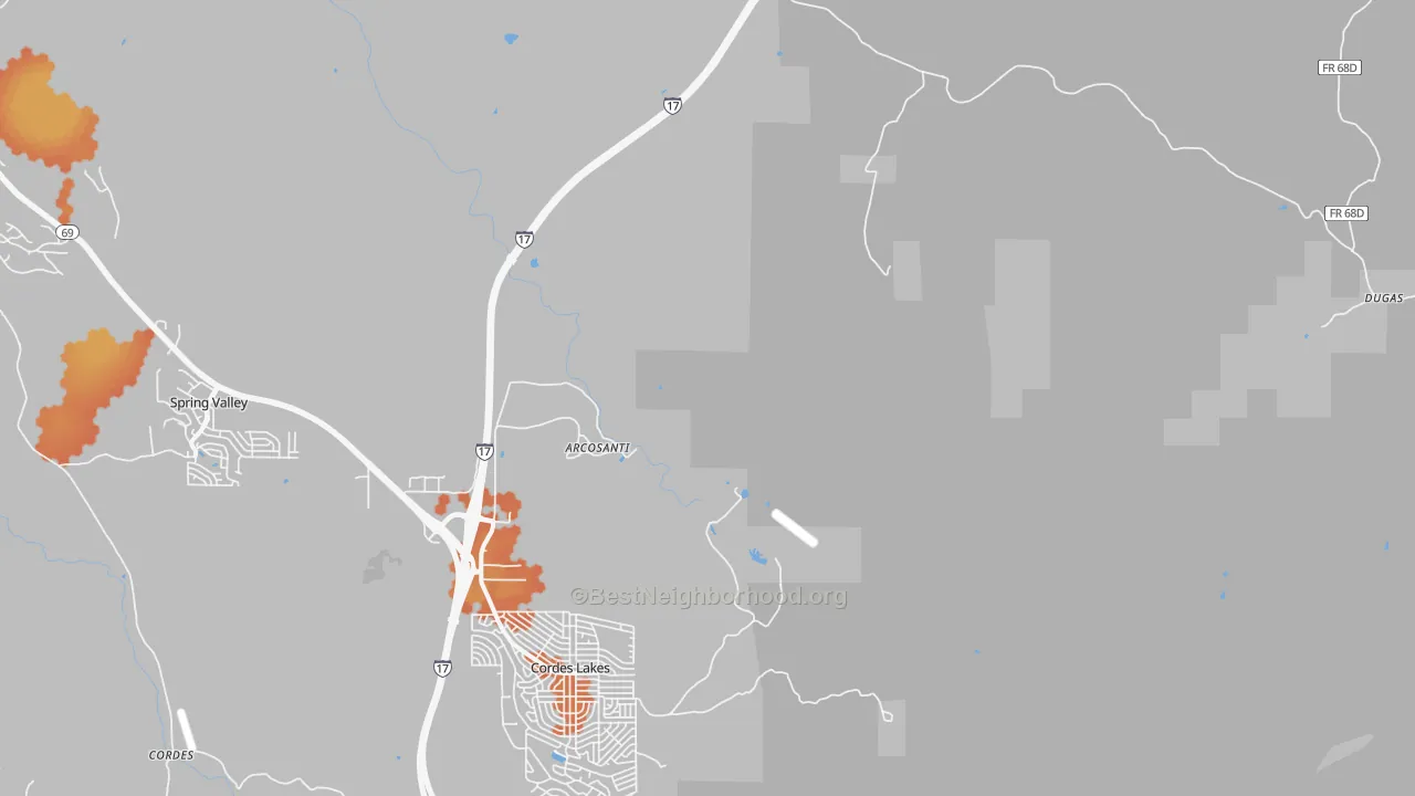 Bike Grade map of Cordes Junction, AZ