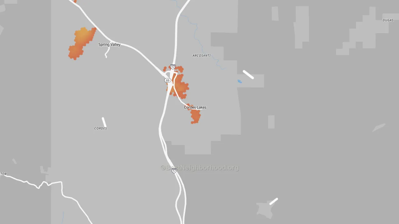 Bike Grade map of Cordes Lakes, AZ