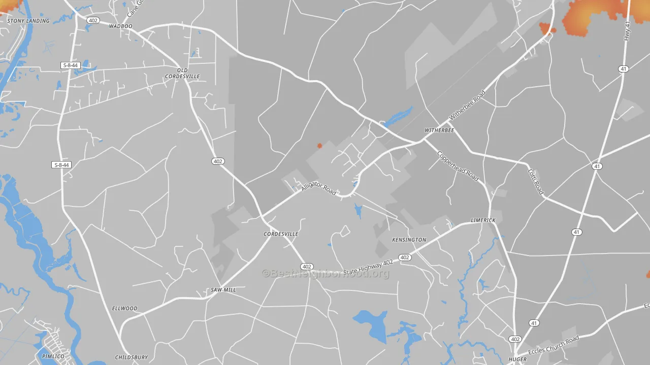 Bike Grade map of Cordesville, SC