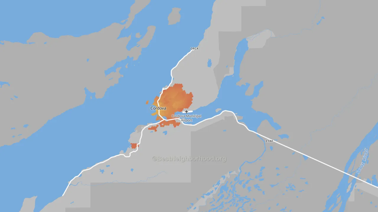 Bike Grade map of Cordova, AK