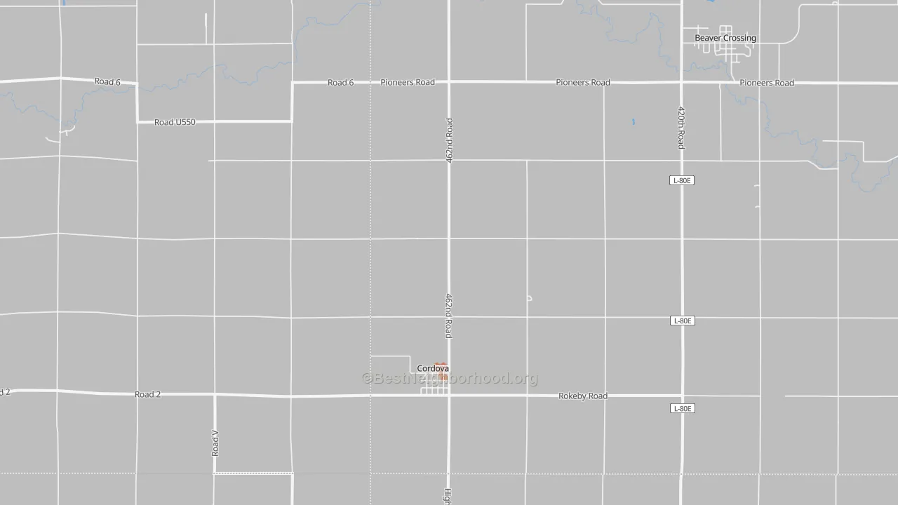 Bike Grade map of Cordova, NE