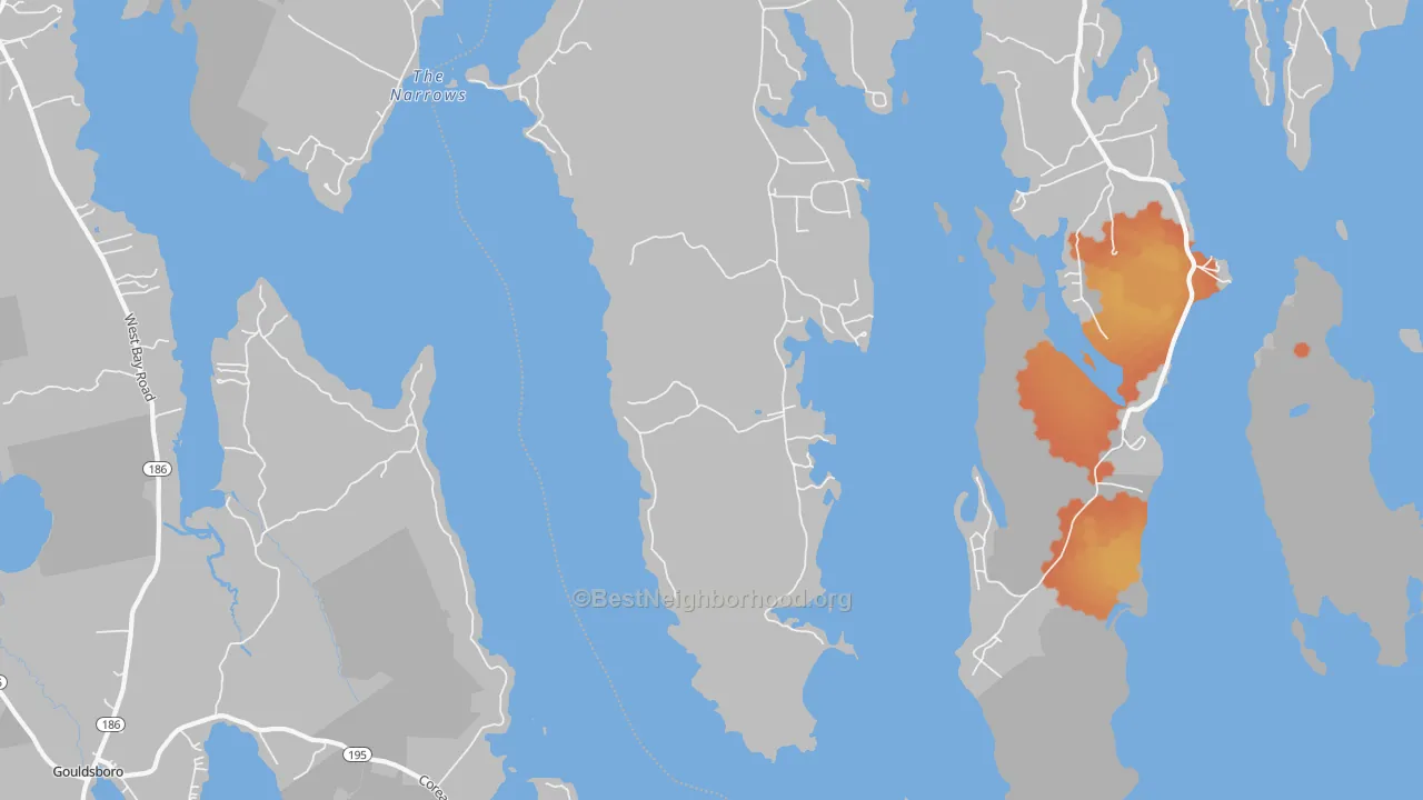 Bike Grade map of Corea, ME