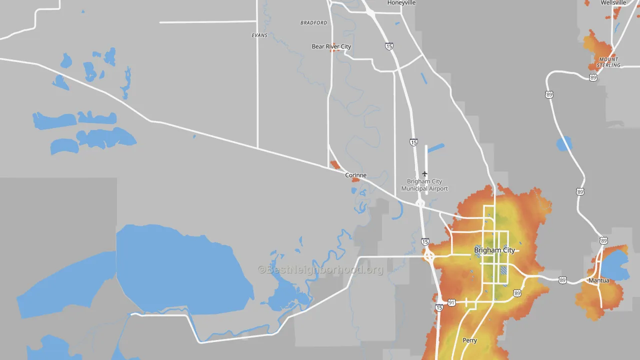 Bike Grade map of Corinne, UT