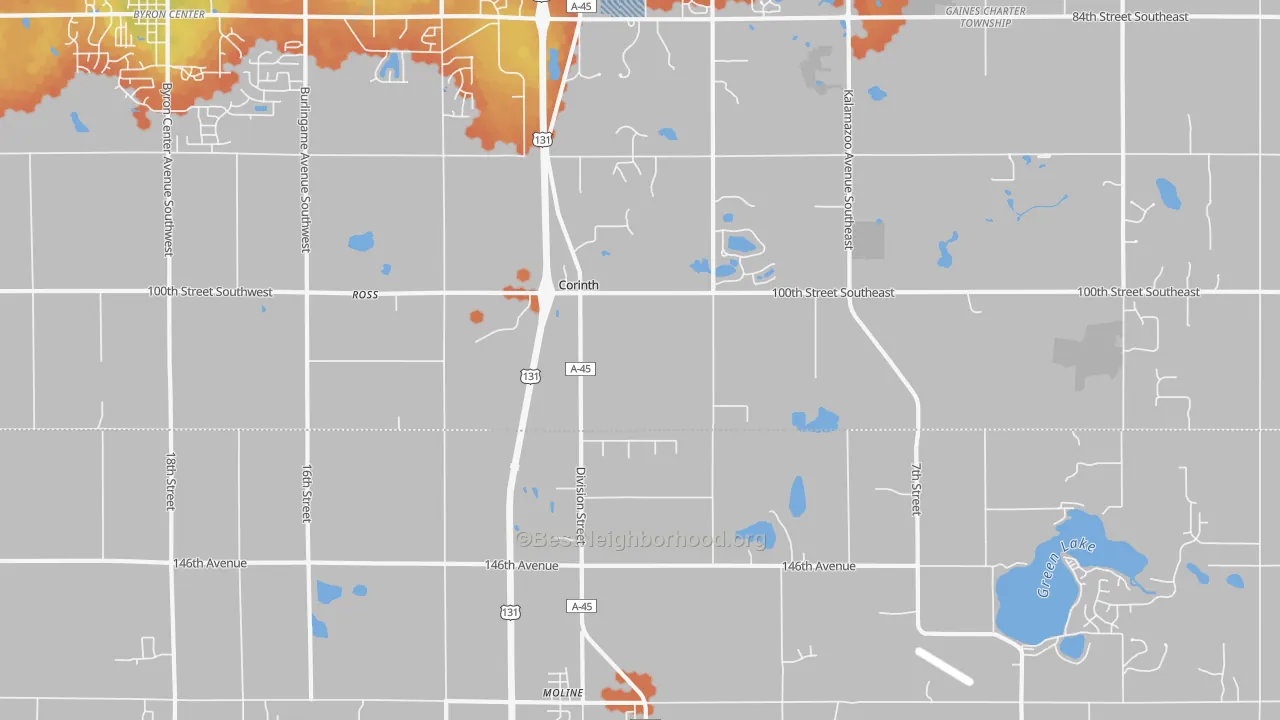 Bike Grade map of Corinth, MI