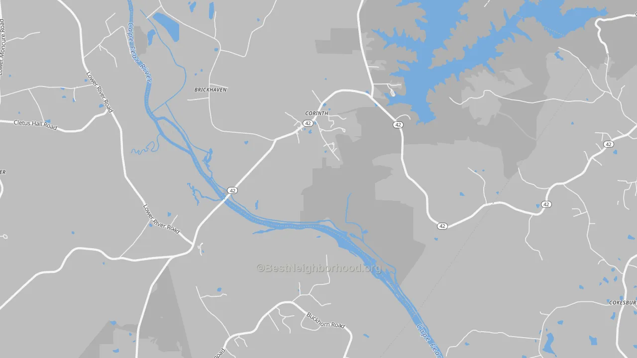 Bike Grade map of Corinth, NC