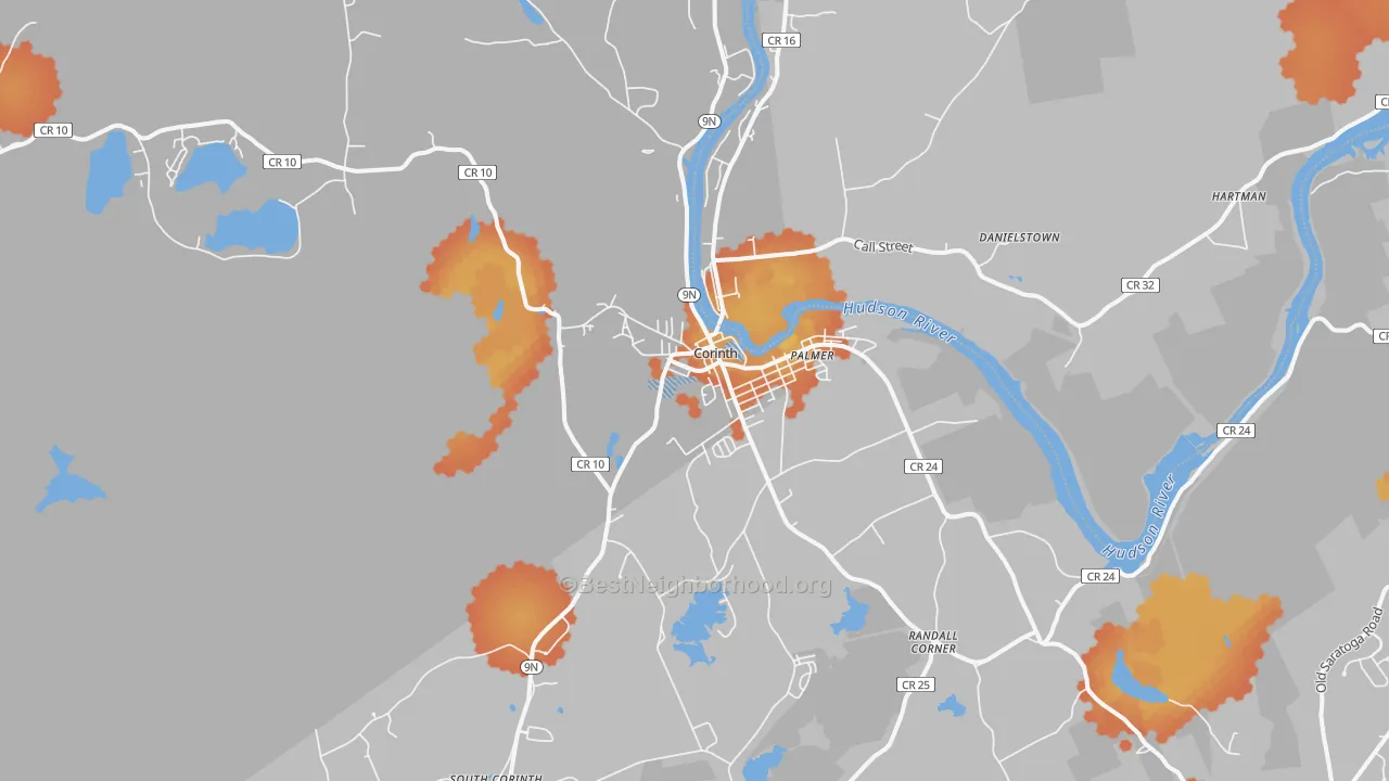 Bike Grade map of Corinth, NY