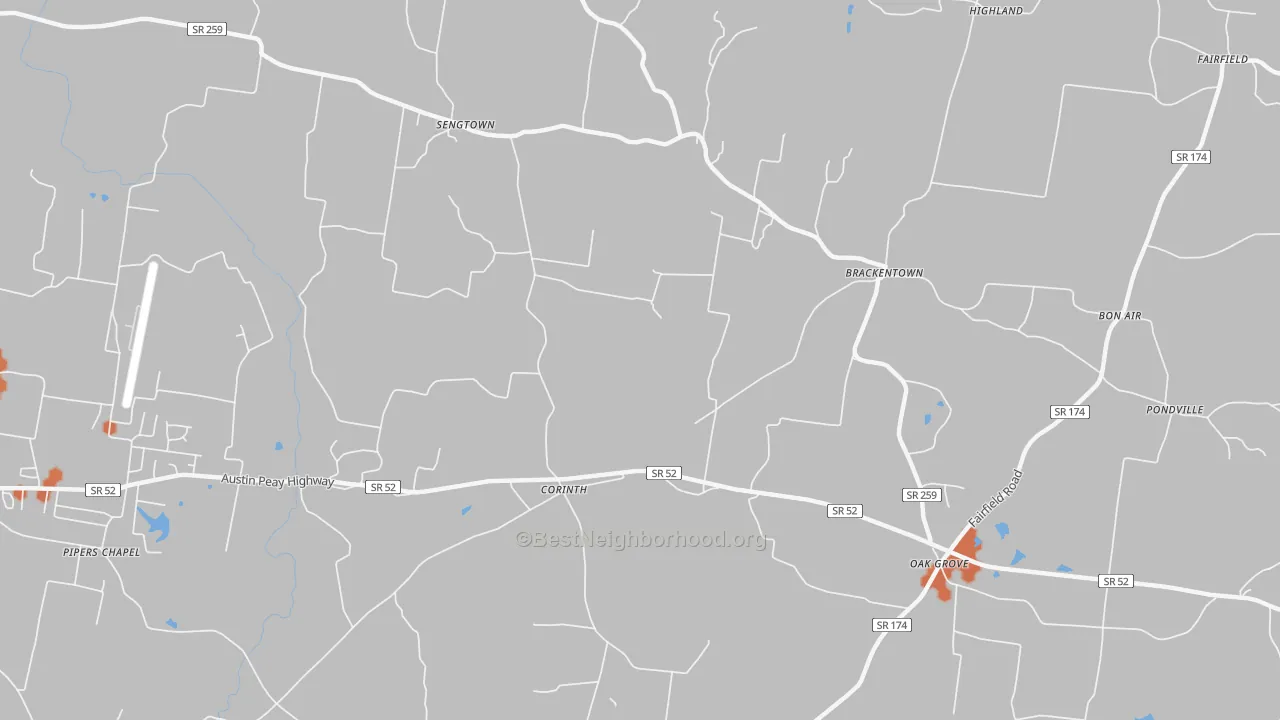 Bike Grade map of Corinth, TN