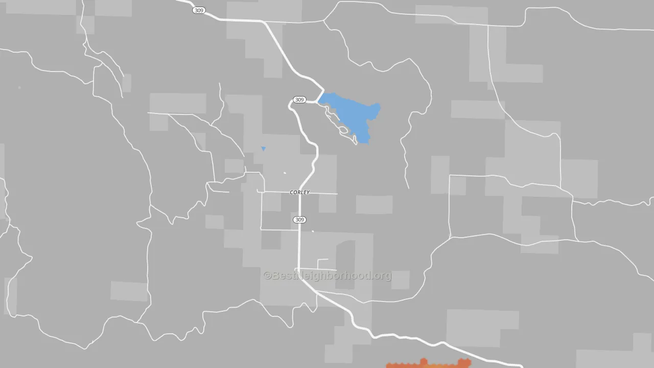 Bike Grade map of Corley, AR