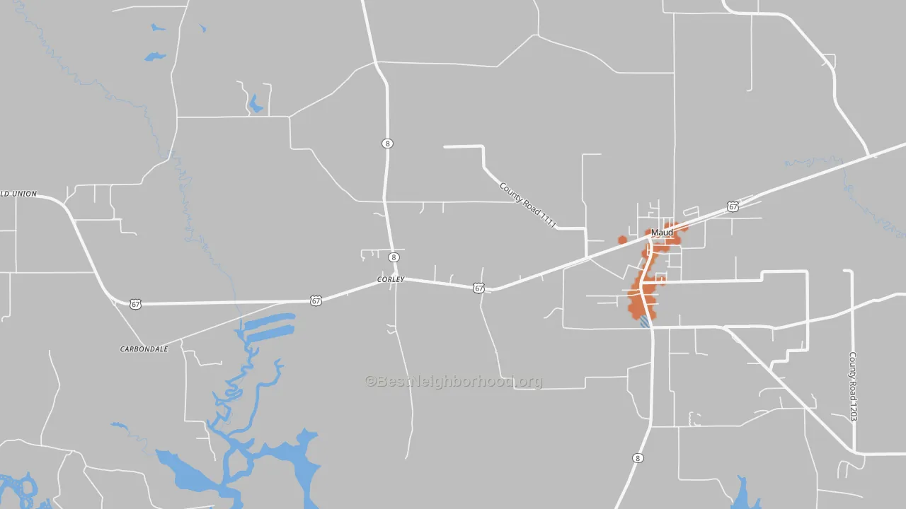 Bike Grade map of Corley, TX