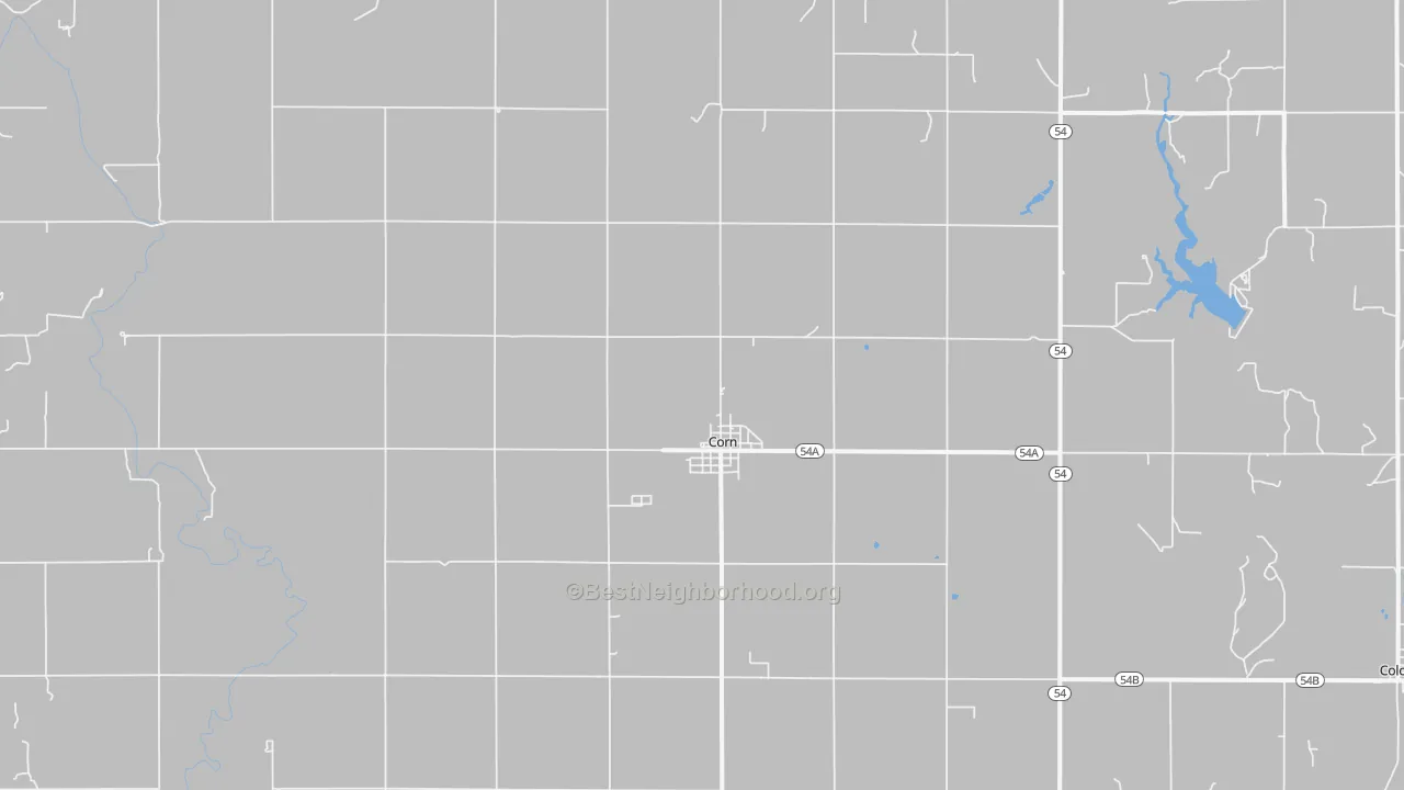 Bike Grade map of Corn, OK