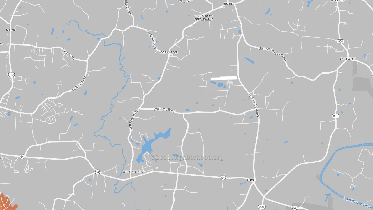 Bike Grade map of Cornatzer, NC