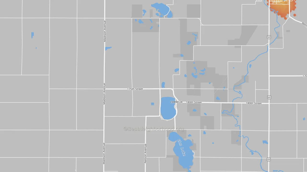 Bike Grade map of Cornelia, IA
