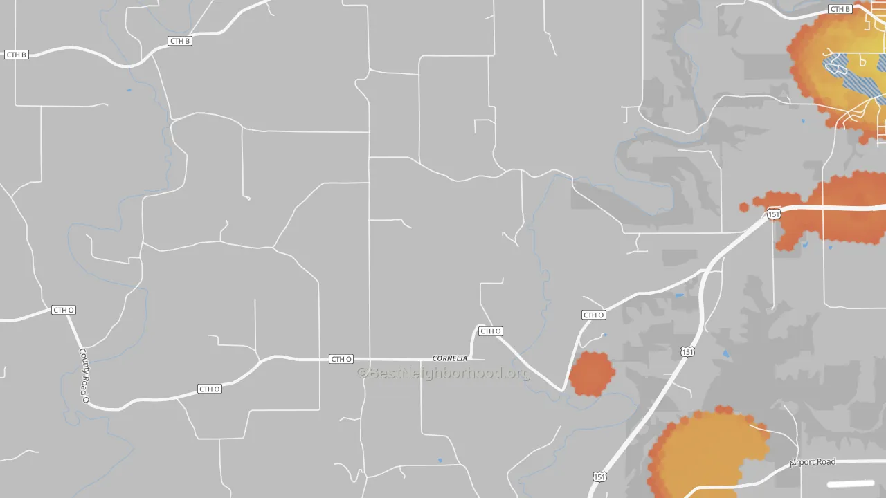 Bike Grade map of Cornelia, WI