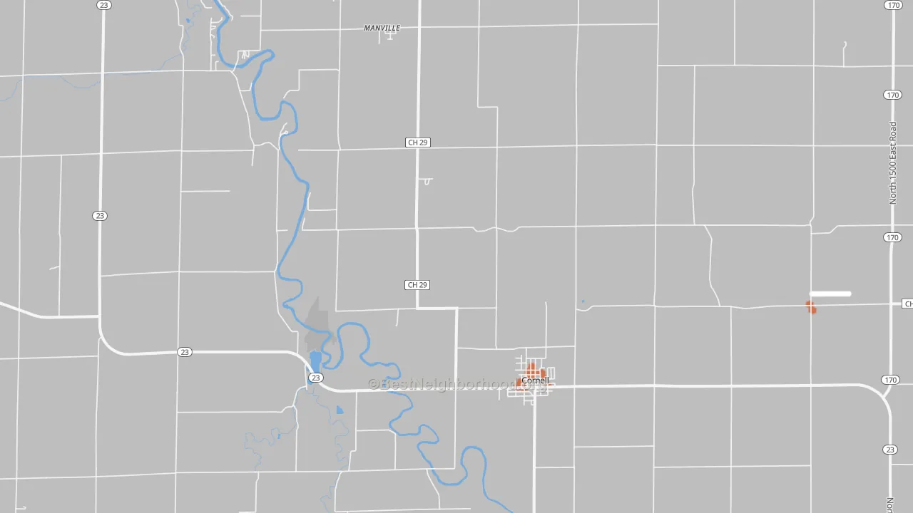 Bike Grade map of Cornell, IL