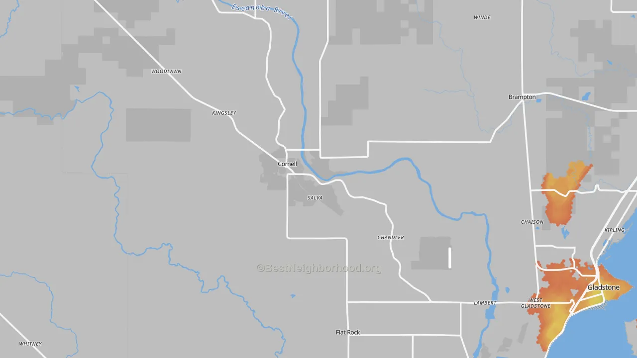 Bike Grade map of Cornell, MI