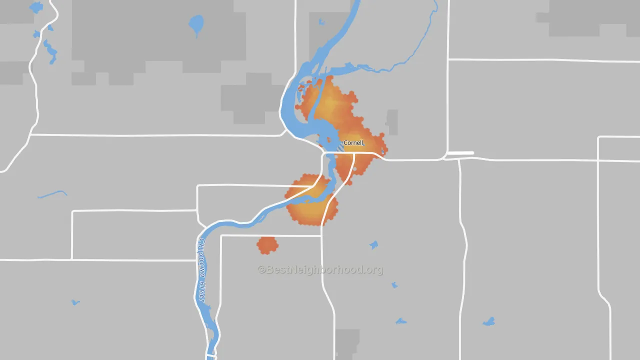 Bike Grade map of Cornell, WI