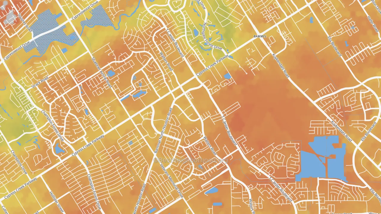 Bike Grade map of Cornerstone Village North, Houston, TX