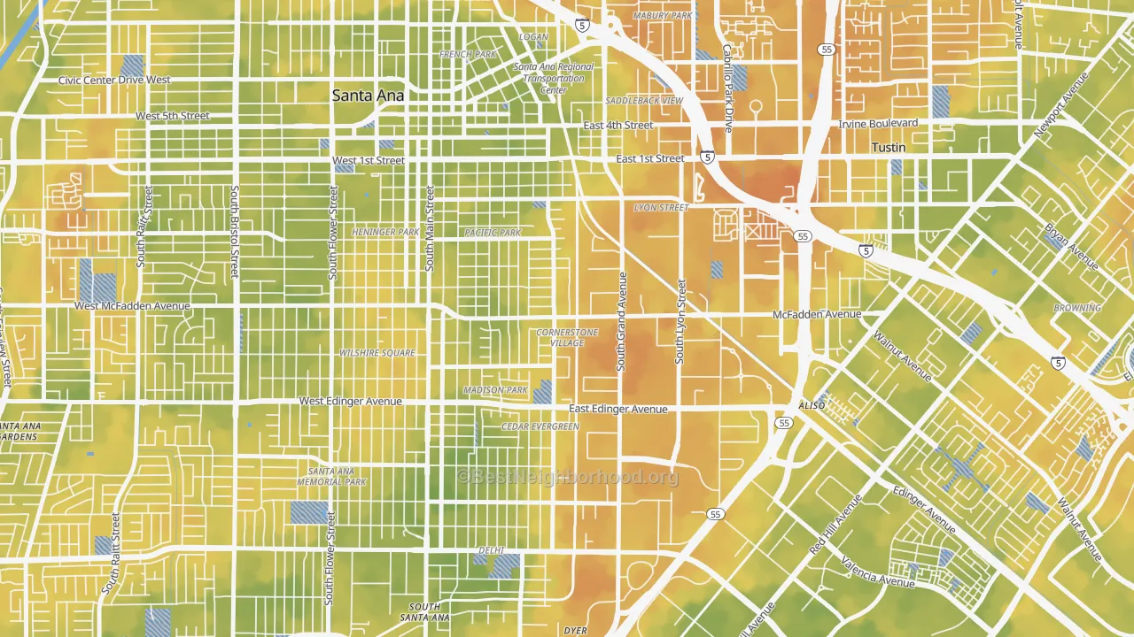 Bike Grade map of Cornerstone Village, Santa Ana, CA