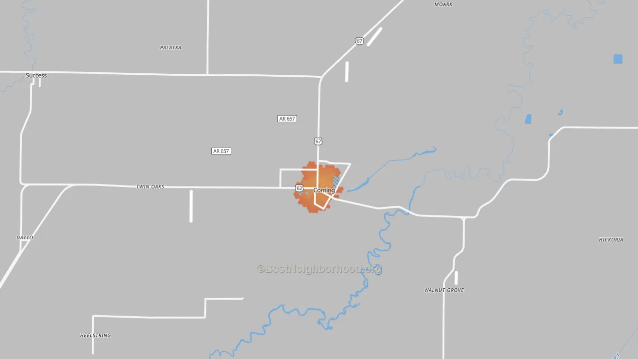 Bike Grade map of Corning, AR