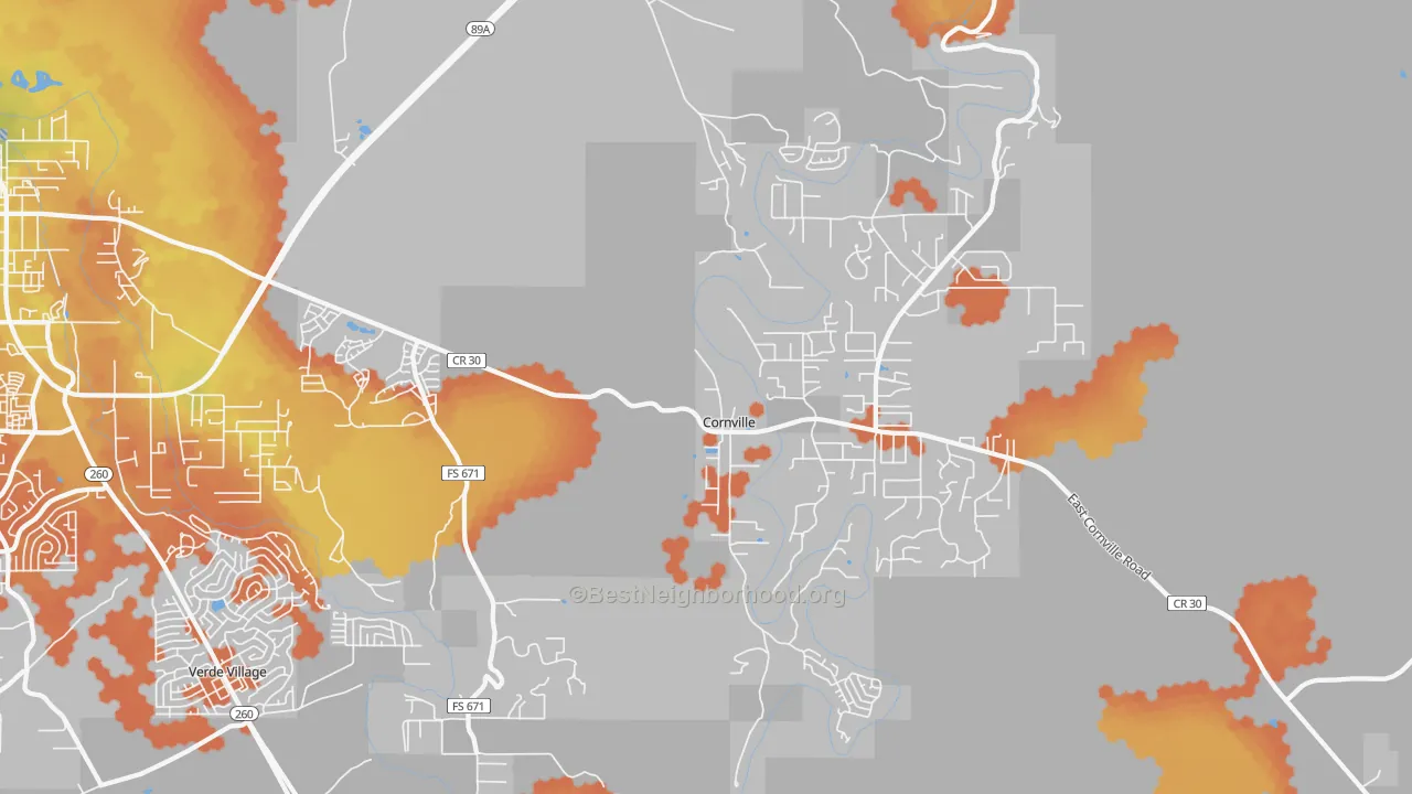 Bike Grade map of Cornville, AZ