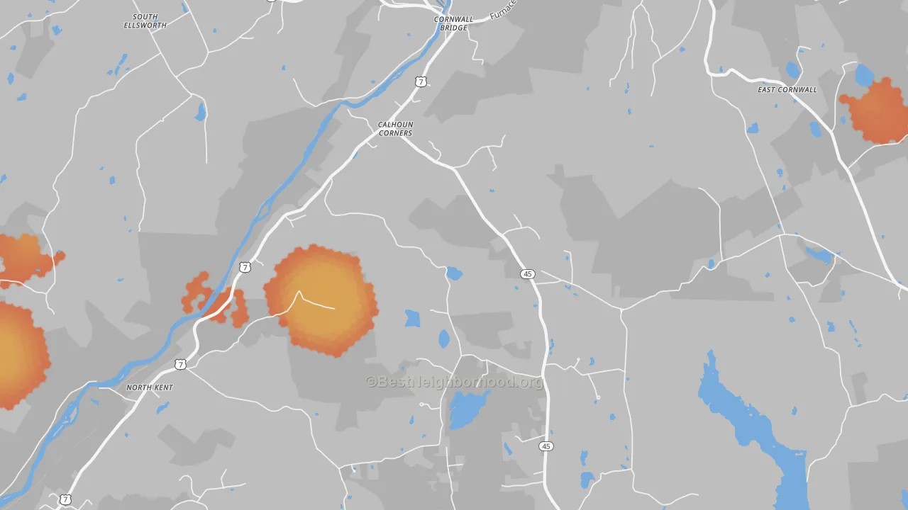 Bike Grade map of Cornwall Bridge, CT