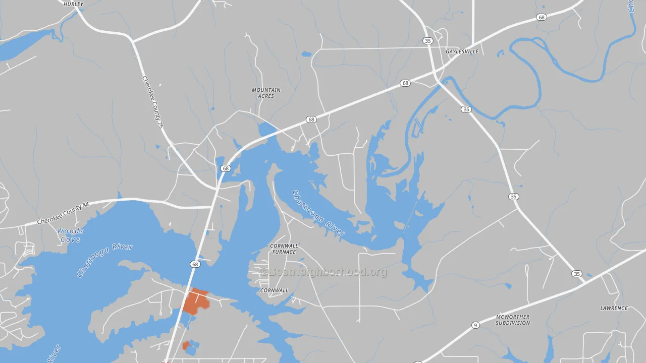 Bike Grade map of Cornwall Furnace, AL