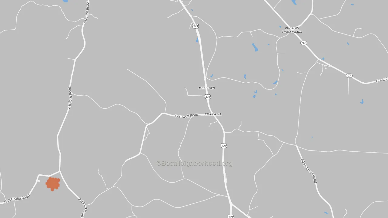 Bike Grade map of Cornwell, SC