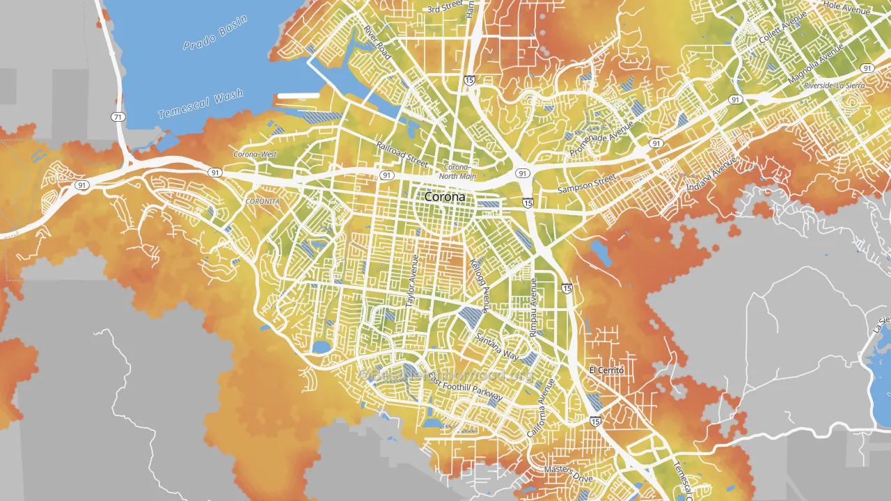 Bike Grade map of Corona, CA