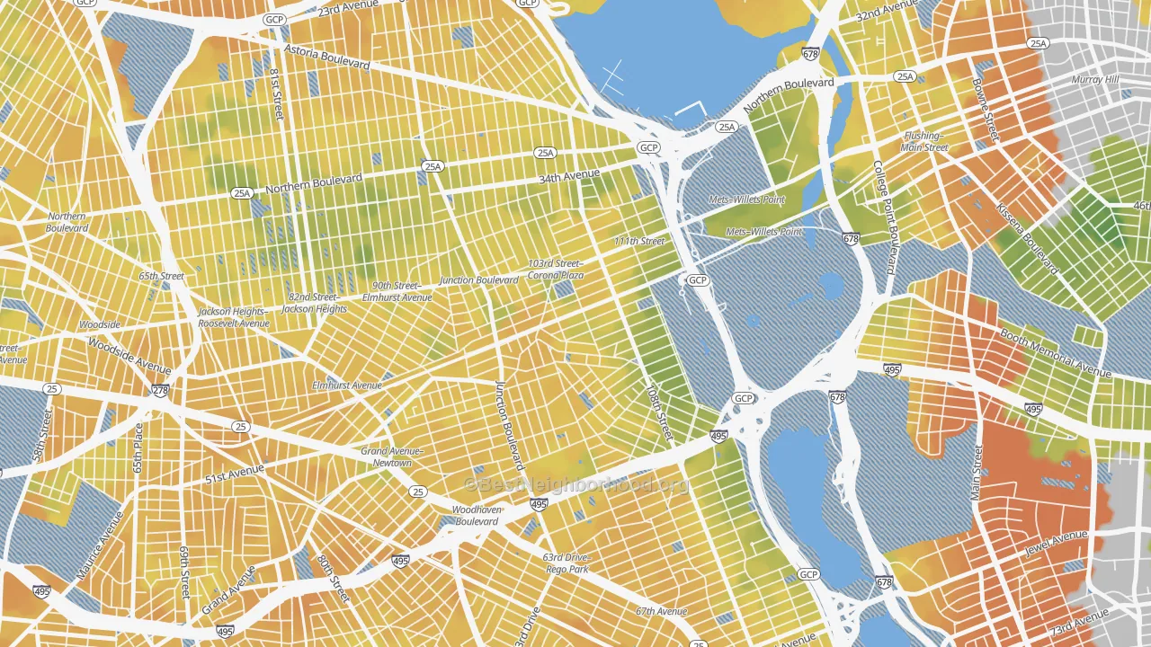 Bike Grade map of Corona, Queens, NY