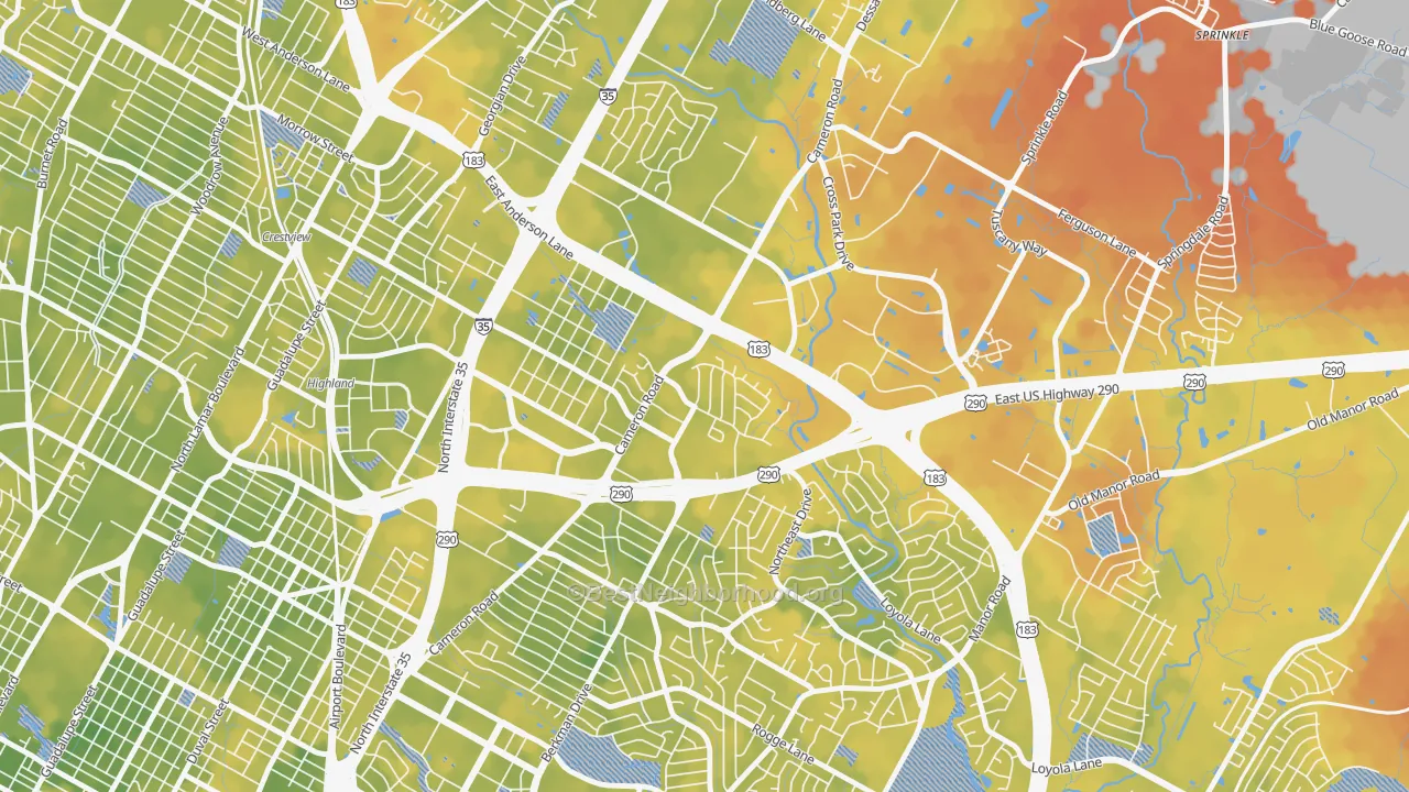 Bike Grade map of Coronado Hills, Austin, TX