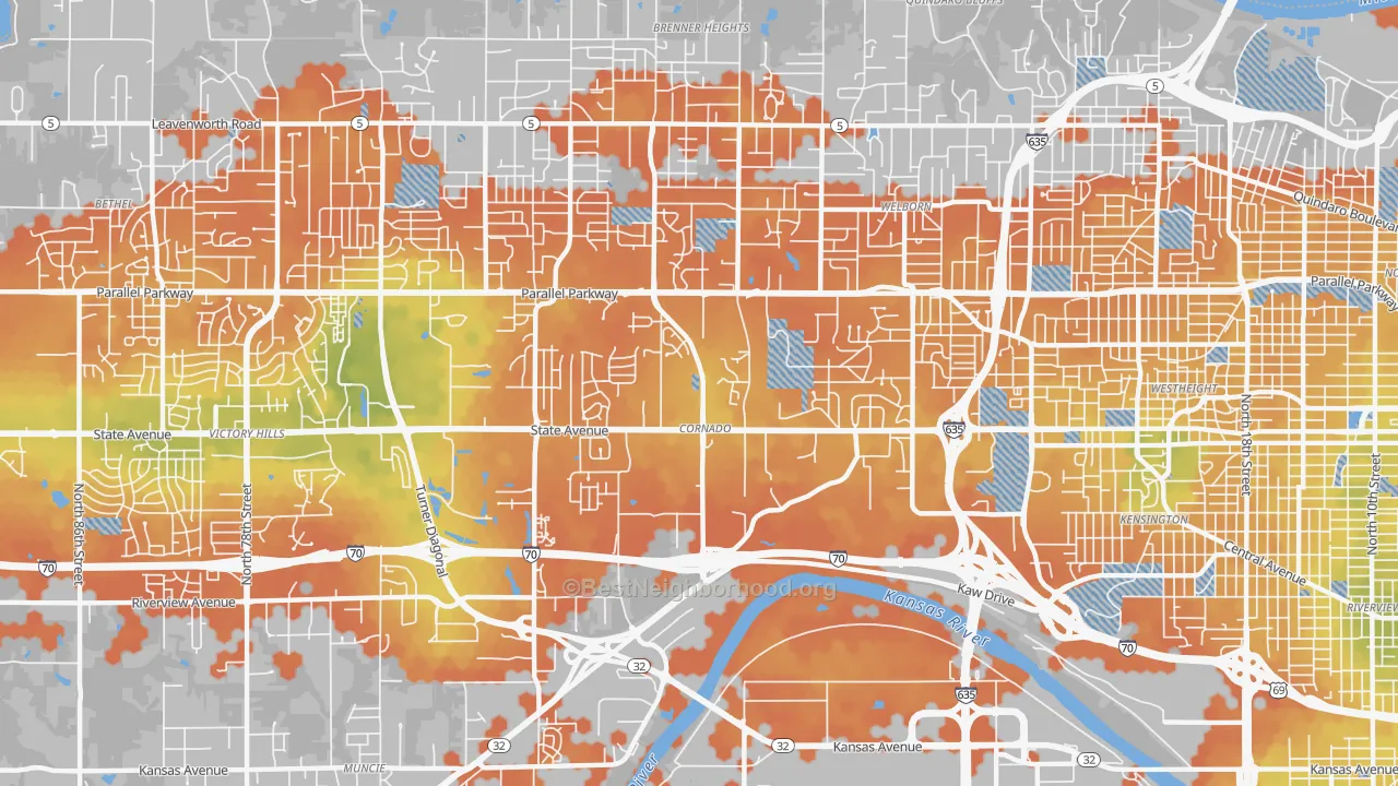 Bike Grade map of Coronado, Kansas City, KS