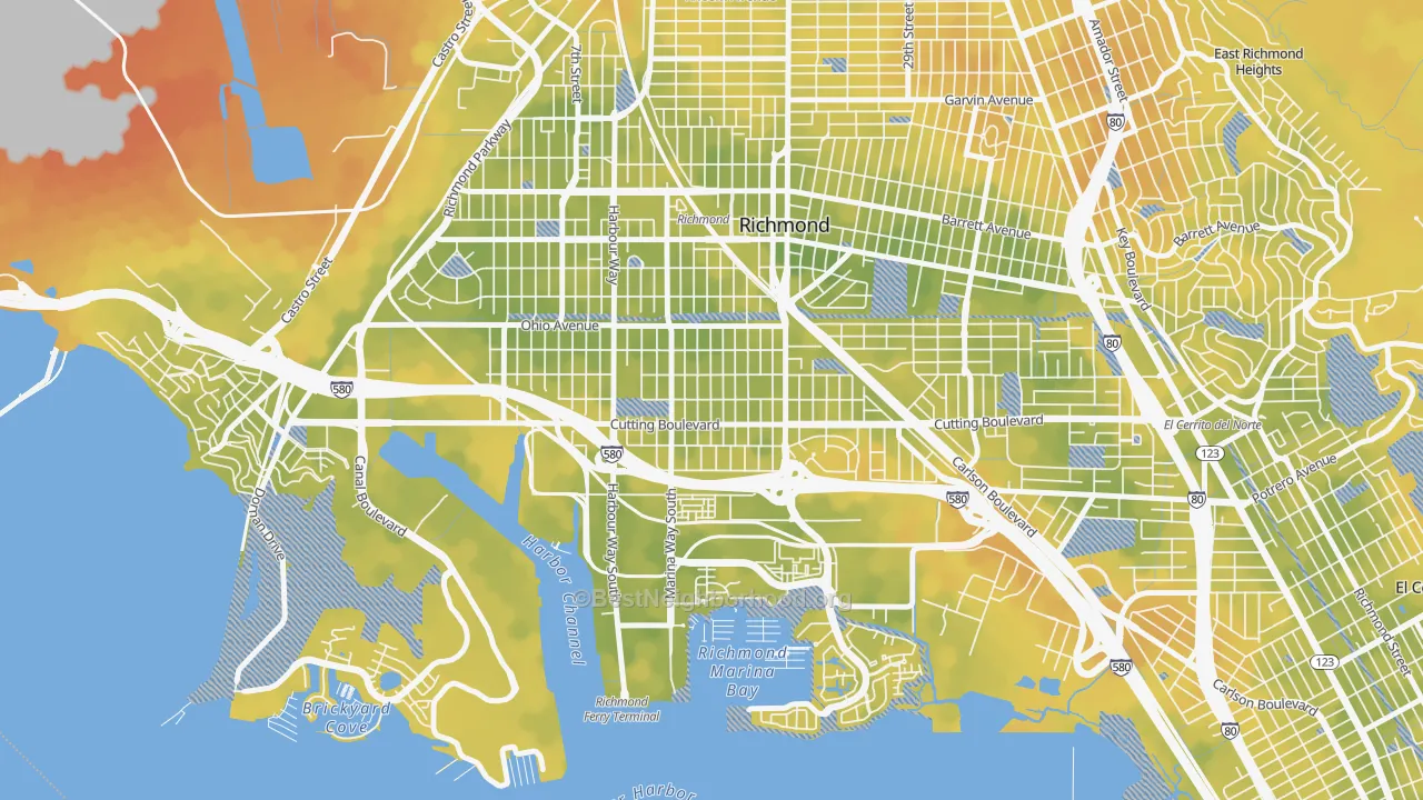Bike Grade map of Coronado, Richmond, CA
