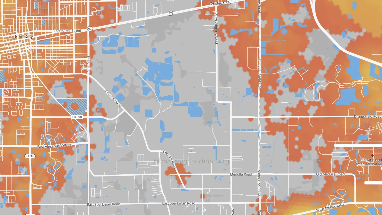 Bike Grade map of Coronet, FL