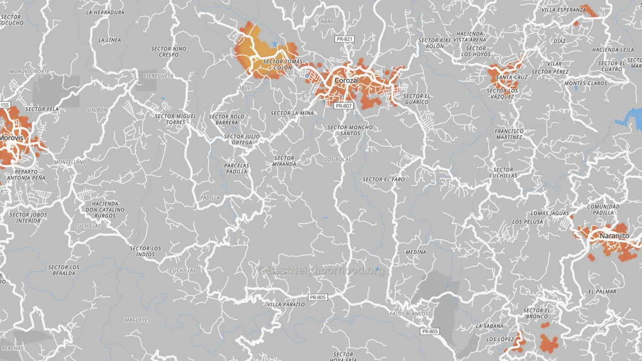 Bike Grade map of Corozal, PR