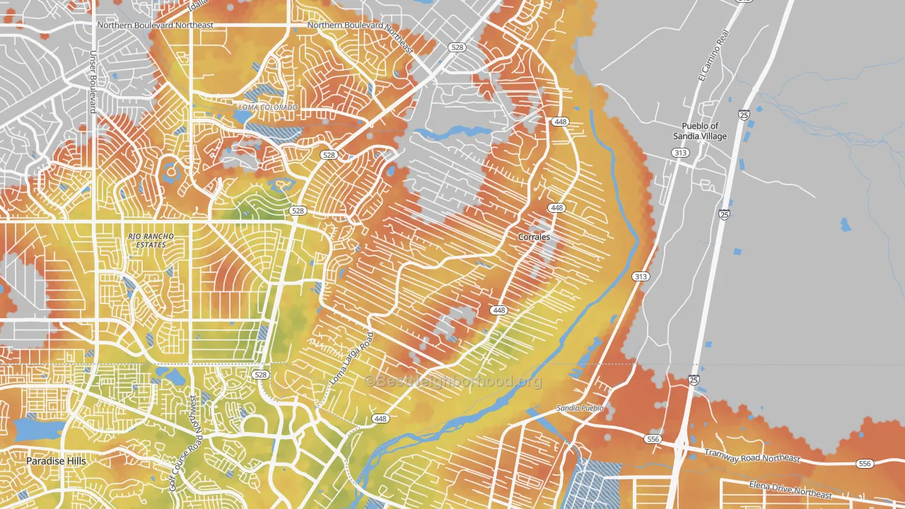 Bike Grade map of Corrales, NM