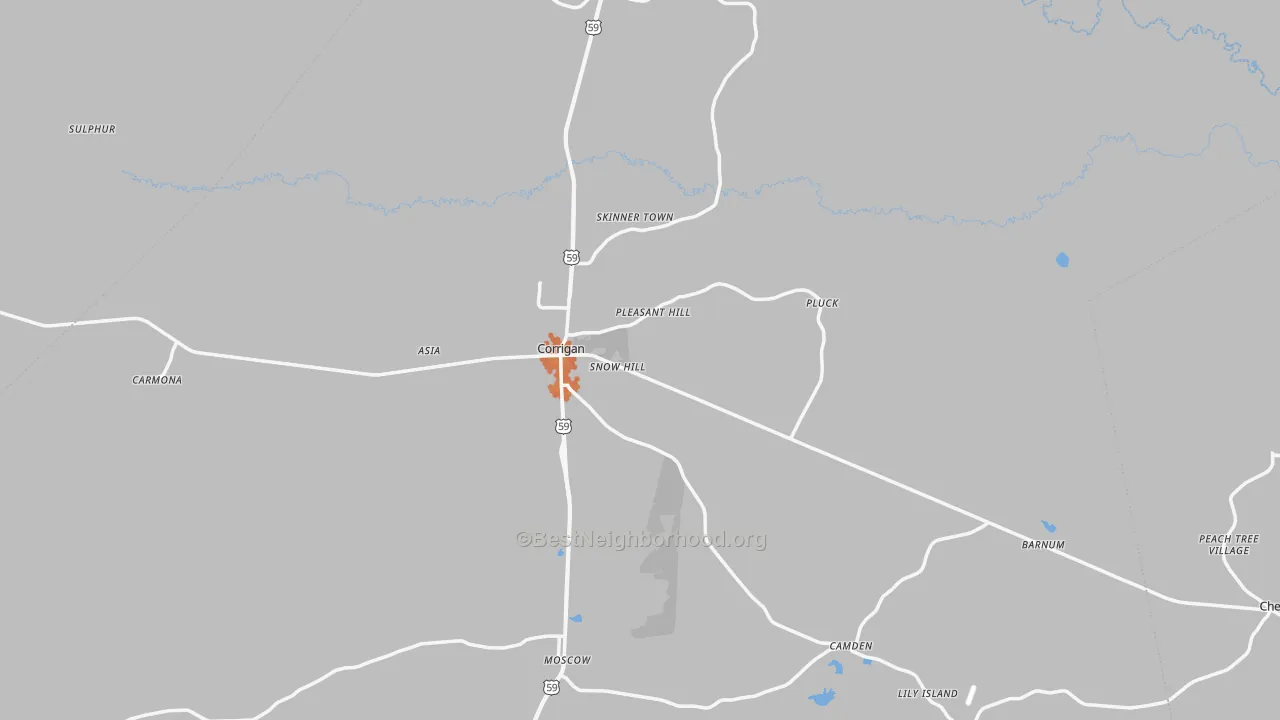 Bike Grade map of Corrigan, TX