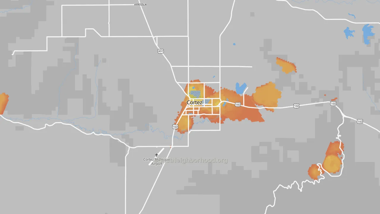 Bike Grade map of Cortez, CO