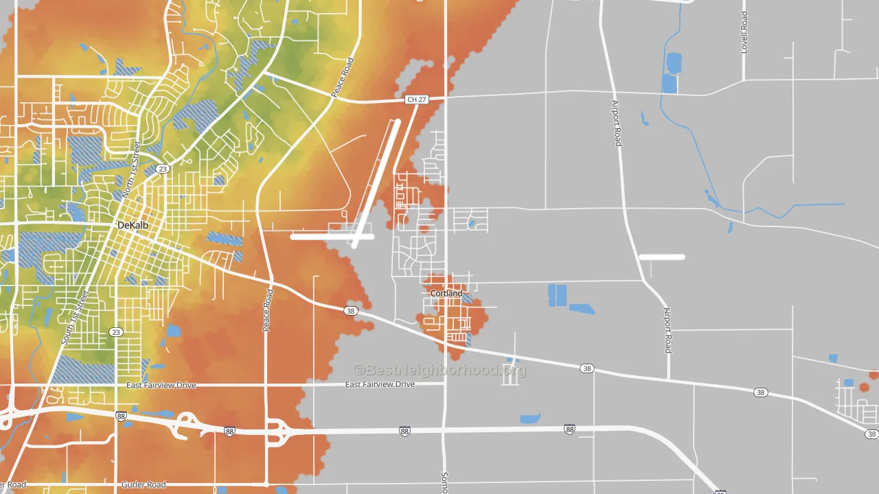 Bike Grade map of Cortland, IL