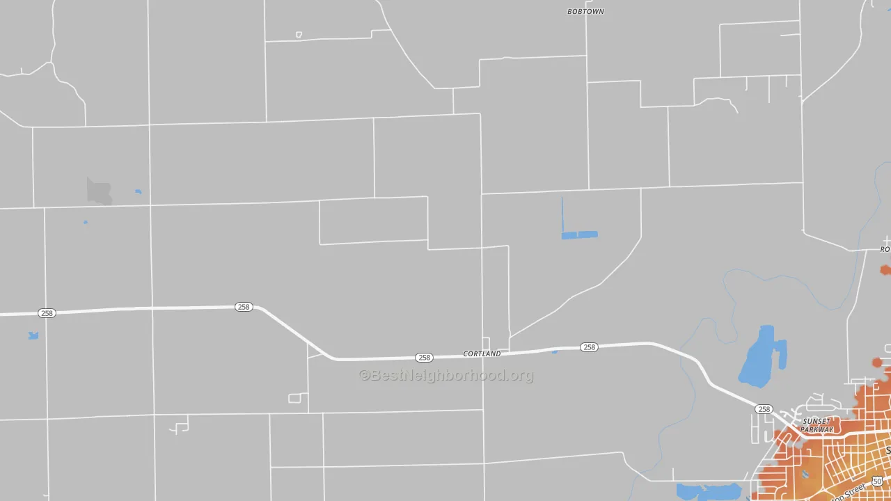 Bike Grade map of Cortland, IN